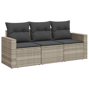 vidaXL Salon de jardin 3 pièces avec coussins en résine tressée gris clair