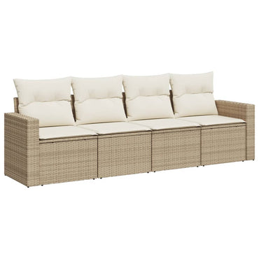 vidaXL Ensemble de canapés de jardin 4 pcs avec coussins en résine tressée beige