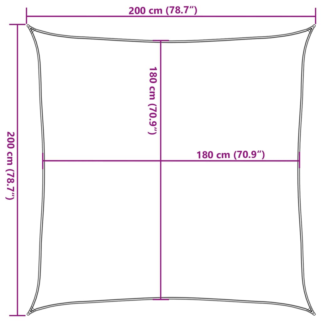 vidaXL Sonnensegel 160 g/m² Quadratisch Hellgrau 2x2 m HDPE