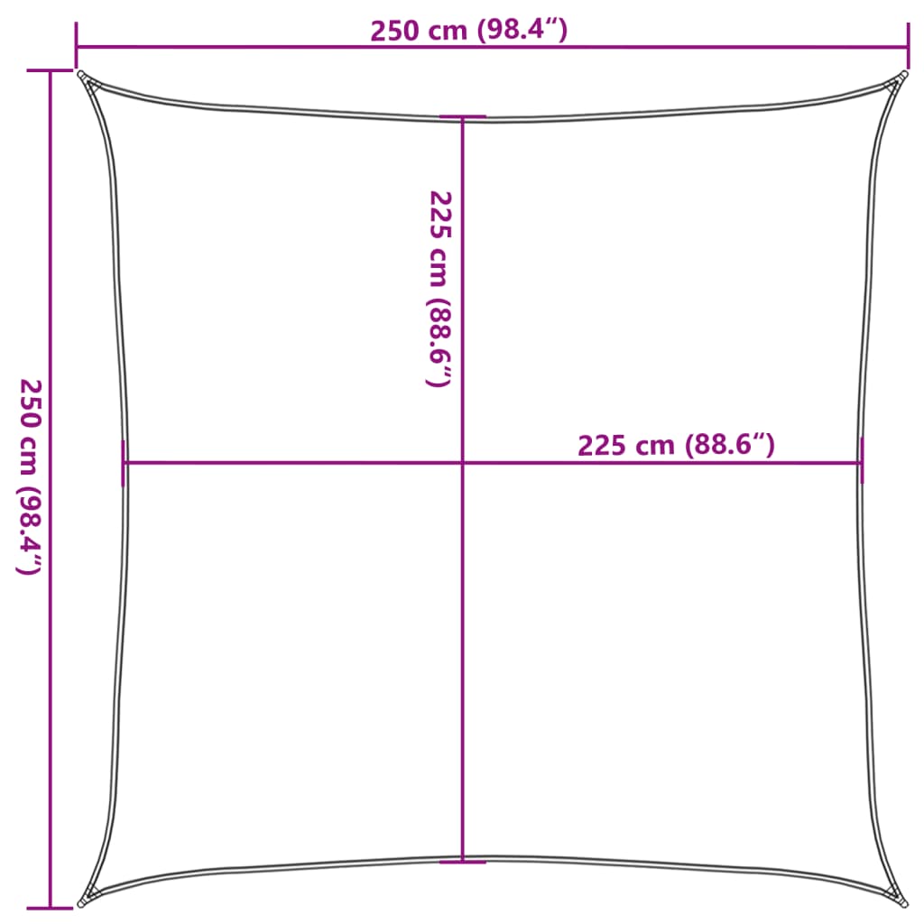 vidaXL Sonnensegel 160 g/m² Quadratisch Hellgrau 2,5x2,5 m HDPE