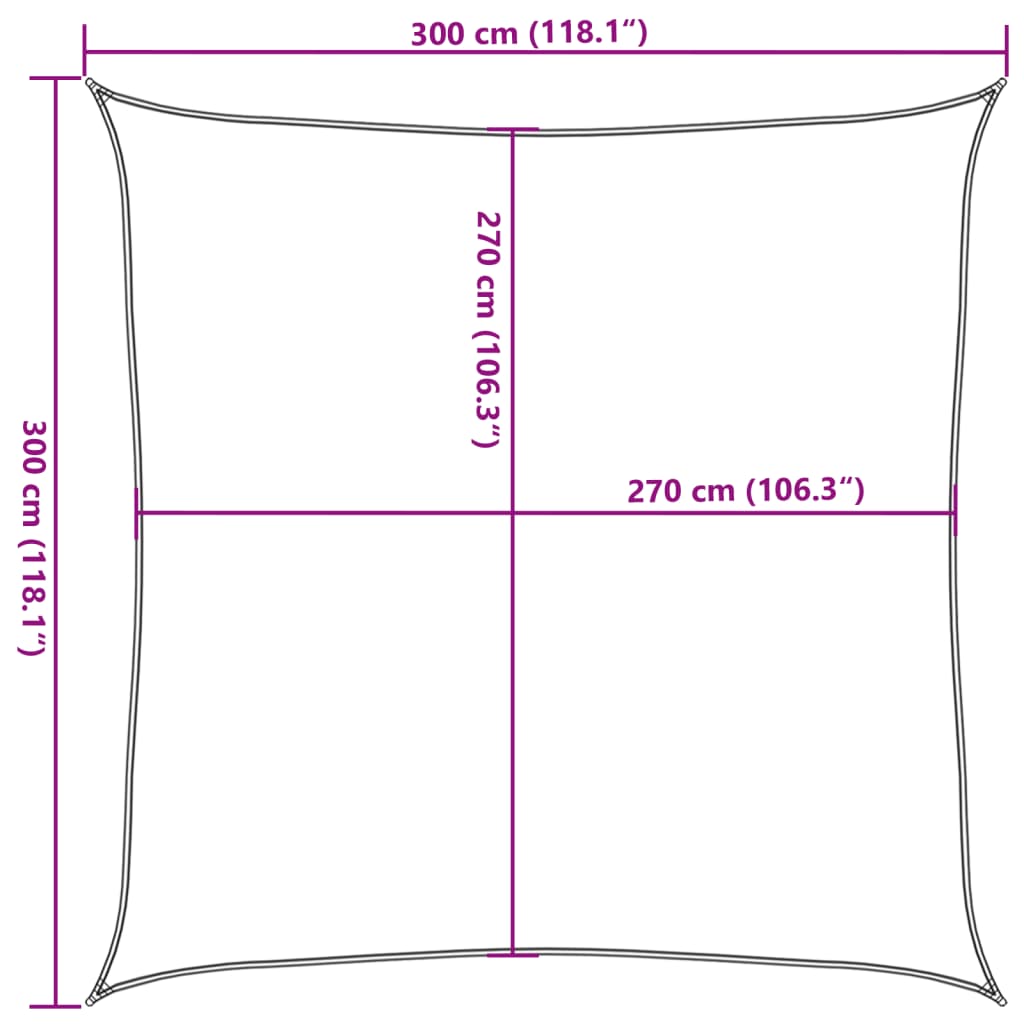 vidaXL Sonnensegel 160 g/m² Quadratisch Hellgrau 3x3 m HDPE