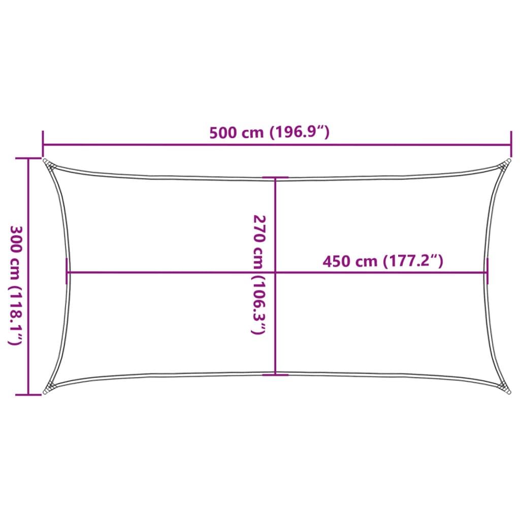 vidaXL Sonnensegel 160 g/m² Rechteckig Hellgrau 3x5 m HDPE