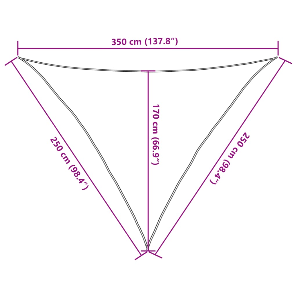 vidaXL Sonnensegel 160 g/m² Dreieckig Hellgrau 2,5x2,5x3,5 m HDPE