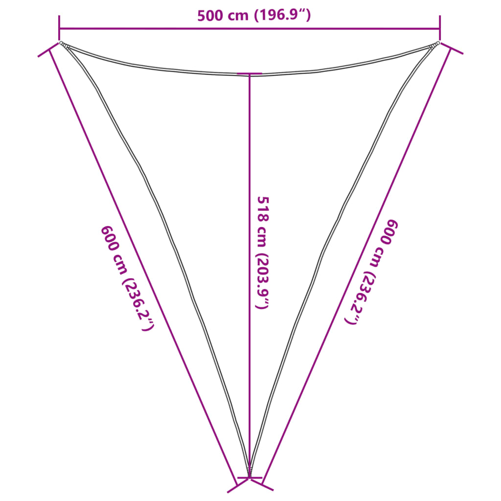 vidaXL Sonnensegel 160 g/m² Dreieckig Hellgrau 5x6x6 m HDPE