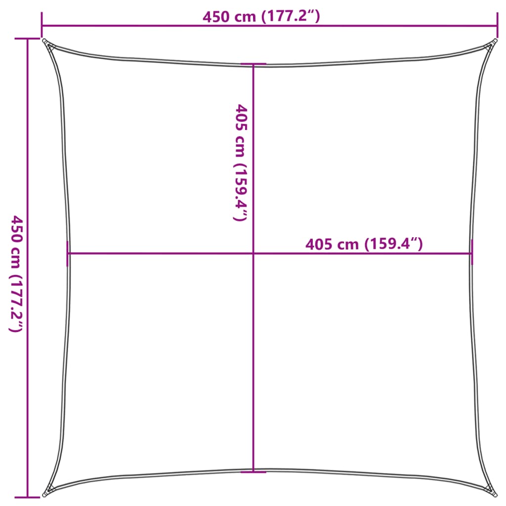 vidaXL Sonnensegel 160 g/m² Quadratisch Sandfarbe 4,5x4,5 m HDPE