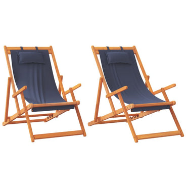 vidaXL Chaises de plage pliables 2 pcs Tissu bleu