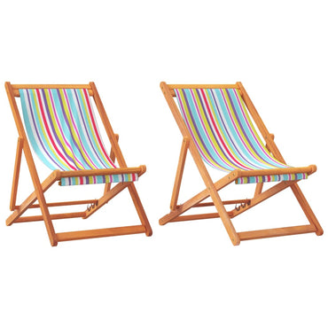 vidaXL Chaises de plage pliantes 2 pcs Tissu multicolore