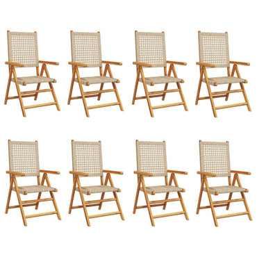 vidaXL Gartenstuhl Verstellbar 8 Stk. Beige Poly Rattan Massivholz