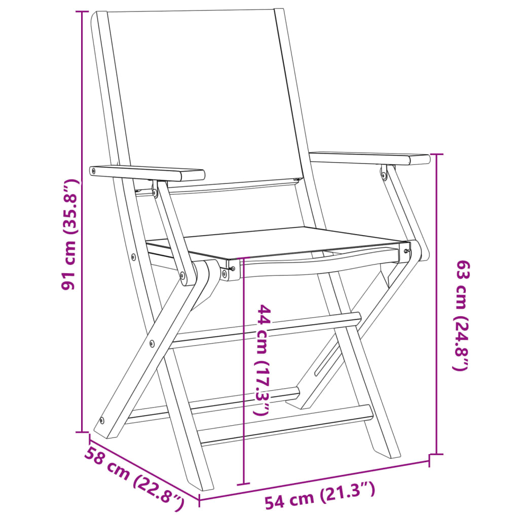 vidaXL Gartenstühle 6 Stk. Klappbar Anthrazit Stoff und Massivholz