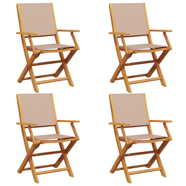 vidaXL Gartenstühle 4 Stk. Klappbar Taupe Stoff und Massivholz