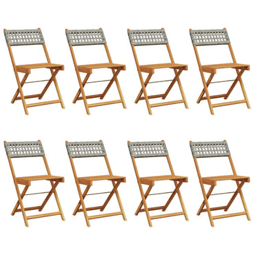 vidaXL Gartenstühle 8 Stk. Klappbar Grau Poly Rattan & Massivholz