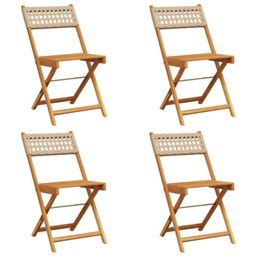 vidaXL Gartenstühle 4 Stk. Klappbar Beige Poly Rattan & Massivholz