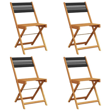 vidaXL Gartenstühle 4 Stk. Klappbar Schwarz Massivholz Akazie