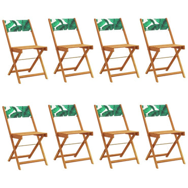 vidaXL Chaises de jardin 8 pcs. pliables vert tissu et bois massif