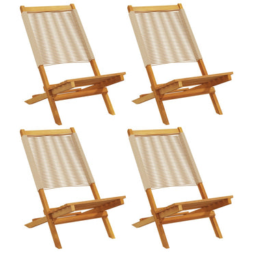 vidaXL Gartenstühle 4 Stk. Klappbar Beige Massivholz Akazie