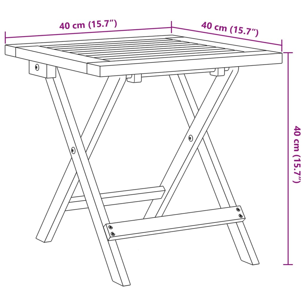 vidaXL Chaises de jardin 2 pcs Pliantes avec table Noir Bois massif