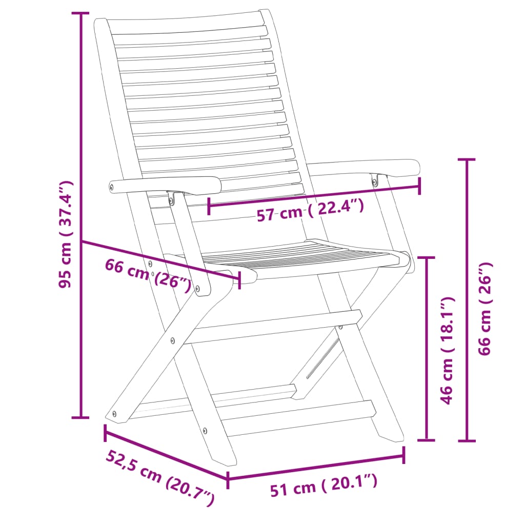 vidaXL Gartenstühle 6 Stk. Klappbar 57x66x95 cm Massivholz Akazie