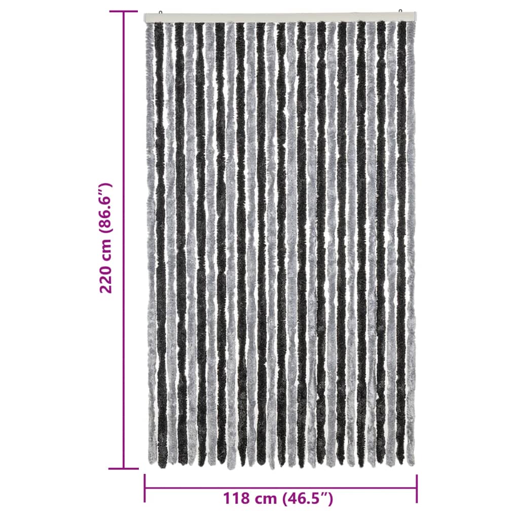 vidaXL Fliegenvorhang Grau und Schwarz 118x220 cm Chenille