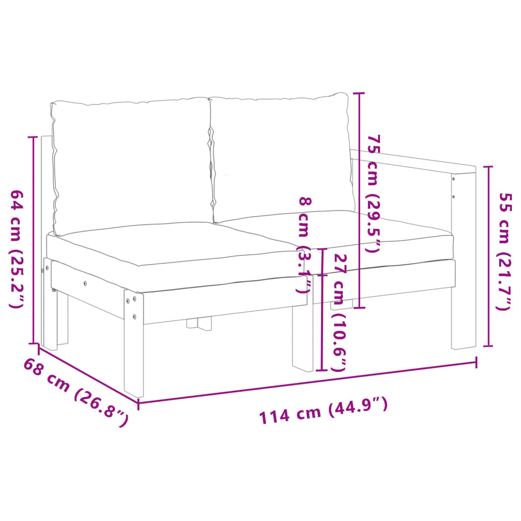 vidaXL 4-tlg. Garten-Sofagarnitur mit Kissen Massivholz Akazie