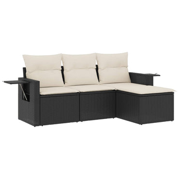 vidaXL Ensemble de canapés de jardin 4 pièces avec coussins, résine tressée noire