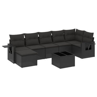 vidaXL Ensemble de canapés de jardin 8 pièces avec coussins résine tressée noir