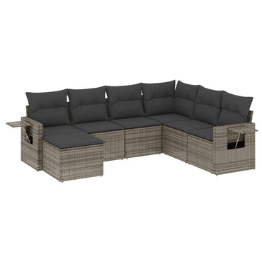 vidaXL Ensemble de canapés de jardin 7 pcs avec coussins Gris Résine tressée