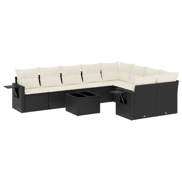 vidaXL Salon de jardin 10 pcs avec coussins Noir Résine tressée