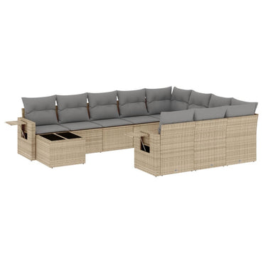 vidaXL Ensemble de canapés de jardin 11 pcs avec coussins en rotin synthétique beige