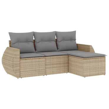 vidaXL Ensemble de canapés de jardin 4 pcs avec coussins en résine tressée beige