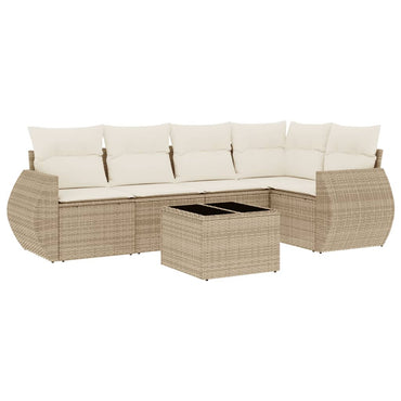 vidaXL Salon de jardin 6 pcs avec coussins beige résine tressée