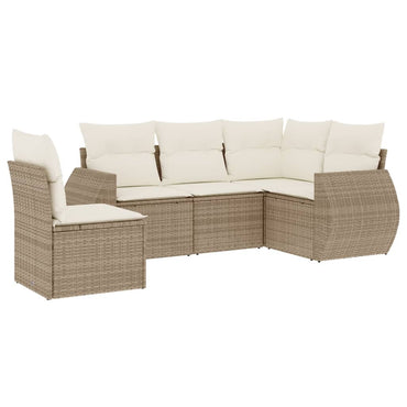 vidaXL Ensemble de canapés de jardin 5 pcs avec coussins Beige résine tressée