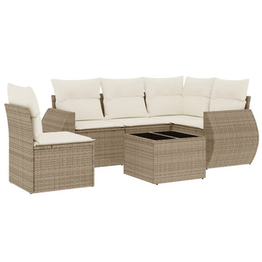 vidaXL Salon de jardin 6 pcs avec coussins beige résine tressée