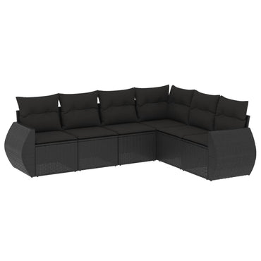vidaXL Salon de jardin 6 pcs avec coussins Noir Résine tressée