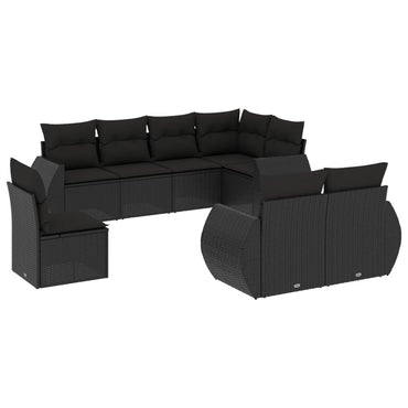 vidaXL Ensemble de canapés de jardin 8 pièces avec coussins résine tressée noir