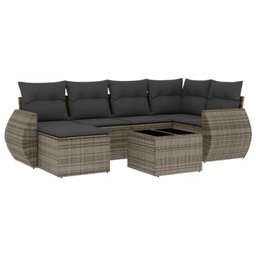 vidaXL Ensemble de canapés de jardin 7 pcs avec coussins Gris Résine tressée