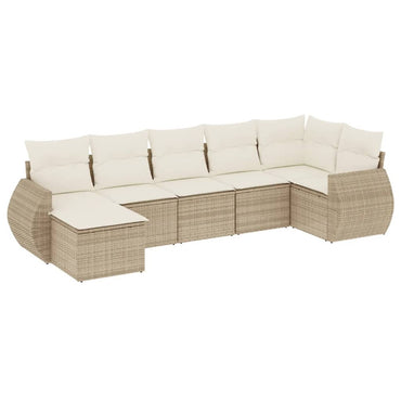 vidaXL Salon de jardin 7 pièces avec coussins en résine tressée beige