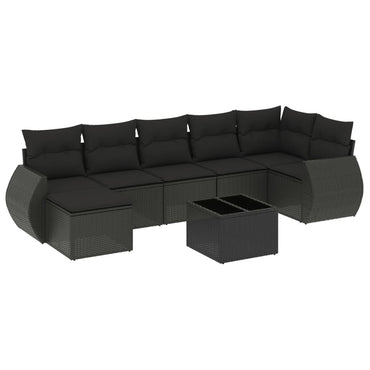 vidaXL Ensemble de canapés de jardin 8 pièces avec coussins résine tressée noir