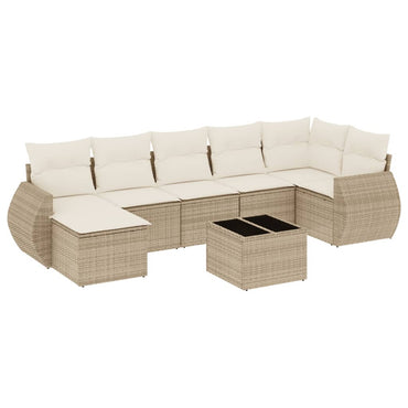 vidaXL Canapé d'angle de jardin 8 pcs avec coussins Résine tressée Beige