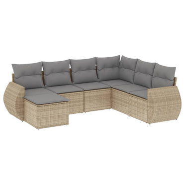 vidaXL Salon de jardin 7 pièces avec coussins en résine tressée beige