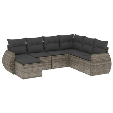 vidaXL Ensemble de canapés de jardin 7 pcs avec coussins Gris Résine tressée