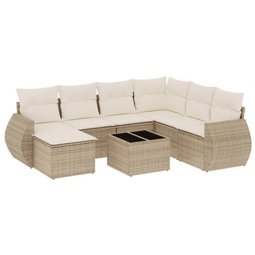 vidaXL Canapé d'angle de jardin 8 pcs avec coussins Résine tressée Beige