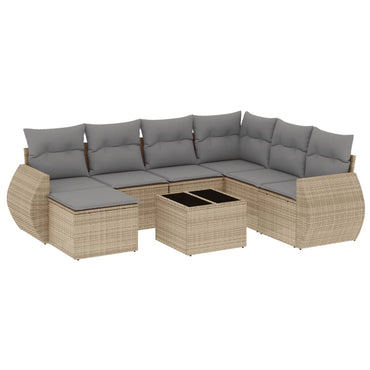 vidaXL Canapé d'angle de jardin 8 pcs avec coussins Résine tressée Beige