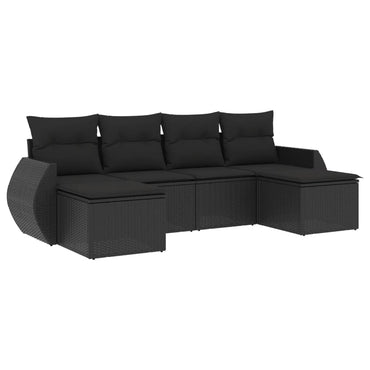 vidaXL Salon de jardin 6 pcs avec coussins Noir Résine tressée
