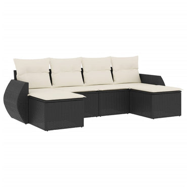 vidaXL Salon de jardin 6 pcs avec coussins Noir Résine tressée