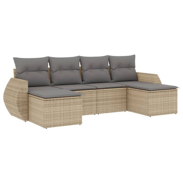 vidaXL Salon de jardin 6 pcs avec coussins beige résine tressée