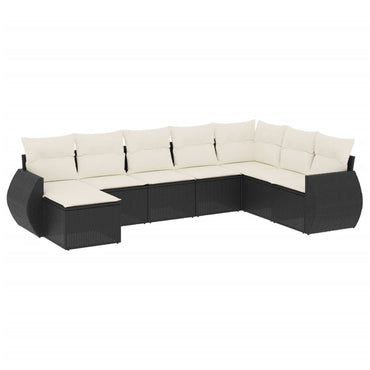 vidaXL Ensemble de canapés de jardin 8 pièces avec coussins résine tressée noir