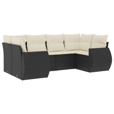vidaXL Salon de jardin 6 pcs avec coussins Noir Résine tressée