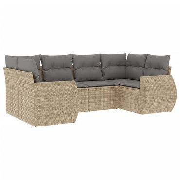 vidaXL Salon de jardin 6 pcs avec coussins beige résine tressée