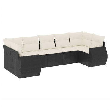 vidaXL Salon de jardin 7 pcs avec coussins Noir Résine tressée