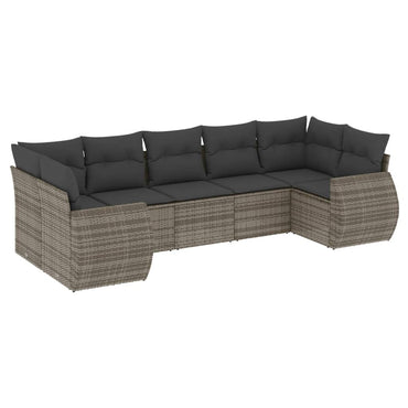 vidaXL Ensemble de canapés de jardin 7 pcs avec coussins Gris Résine tressée